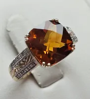 Gold Diamond Madeira Citrine Ring 14Kt