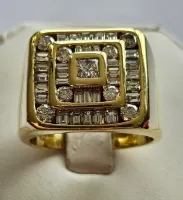 Gent's Gold Diamond Ring 18Kt 