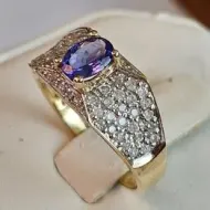 Gold Diamond Tanzanite Ring 14Kt